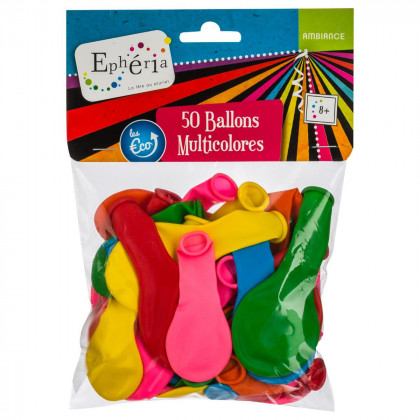 Lot de 100 ballons ronds gonflables colorés - Diamètre 25 cm - Multicolore