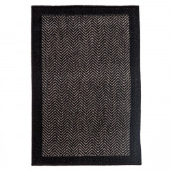Tapis d'entrée décor chevron noir 50 x 80 cm