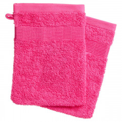 Lot de 2 gants de toilette fuchsia 15X21