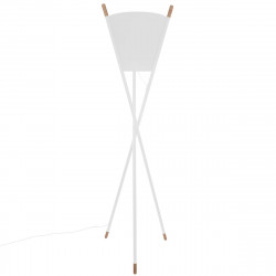 Lampadaire trépied métal bois blanc H165