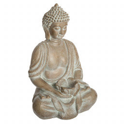 Bouddha assis effet blanchi H 39 cm été indien