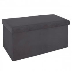 Pouf pliant double gris foncé "Tess" en velours 76,6x38 cm 2 places