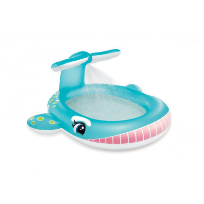Piscine gonflable enfant avec jet d'eau Baleine Bleu