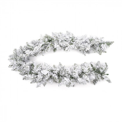 Guirlande artificielle sapin Vert floqué Blanc L 180 cm collection Blooming