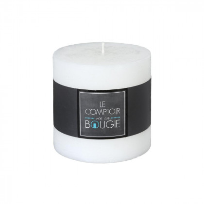 Bougie ronde rustique D. 10 x H. 10 cm Blanc