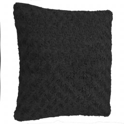 Coussin noir fourrure boucles 45 x 45 cm