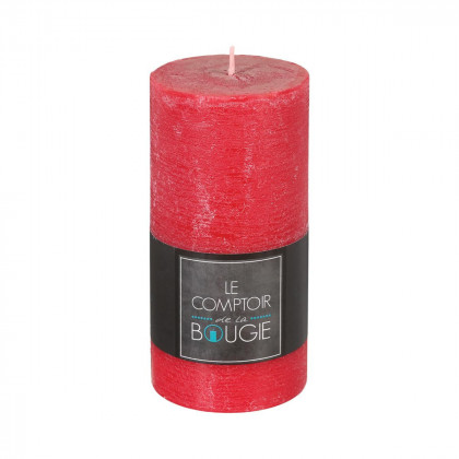 Bougie rustique cylindrique rouge H14