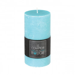 Bougie rustique cylindrique turquoise H14