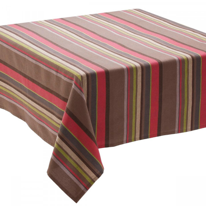 Nappe taupe rayures 150x150 cm