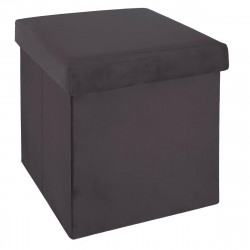Pouf pliant gris Trend "Tess" en velours 38x38