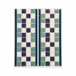 1 Planche sticker déco petit carreaux bleus