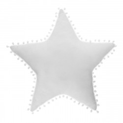 Coussin Etoile avec pompons coloris Blanc