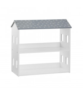 Bibliothèque étagère forme maison coloris Gris et Blanc 