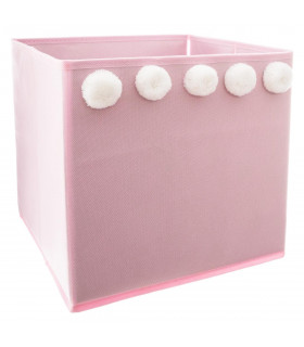 Bac de rangement pliable Rose avec 5 pompons 