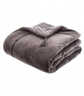 Edredon couverture velours Gris 80 x 180 cm Atelier d'hiver
