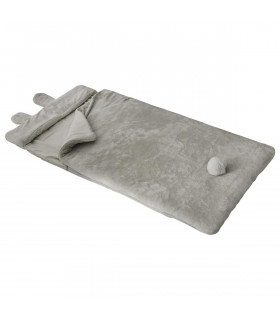 Sac de couchage doux Lapin Gris avec pompon 70 x 155 cm 