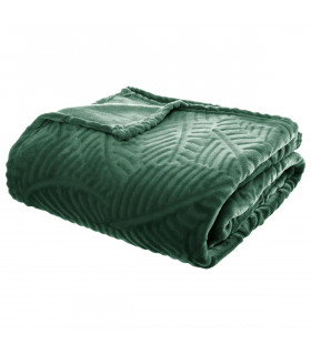 Plaid Vert  motif feuille en relief 220x240 Colonial