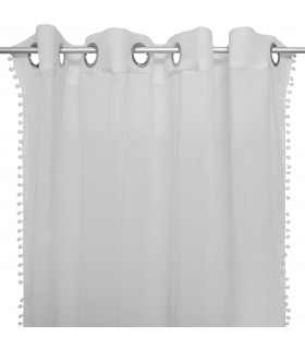 Rideau avec Bordures Pompons Gris 14 x 240 cm