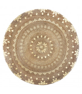 Tapis Rond en Jute éclats dorés D115 cm 