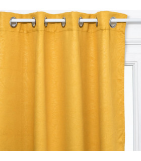 Rideau Occultant Ocre motif feuille en relief 140x260