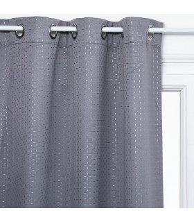 Rideau Occultant Gris foncé motif Croix Argent en relief 140x260
