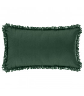 Coussin déhoussable avec contour frange 30x50 cm Vert cèdre