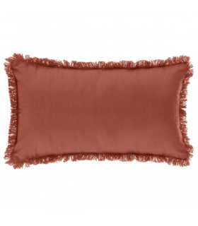 Coussin déhoussable avec contour frange 30x50 cm Terracotta