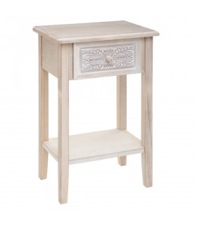 Table de chevet en bois blanchi  1 Tiroir H 67 cm Hina