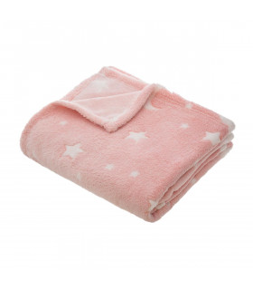 Plaid doux et phosphorescent 150 x 125 cm coloris Rose