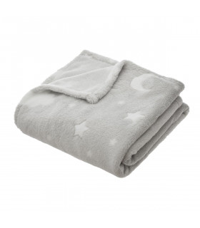 Plaid doux et phosphorescent 150 x 125 cm coloris Gris