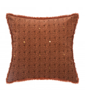 Coussin déhoussable Terracotta avec sequins 60 x 60 cm  Terre sauvage