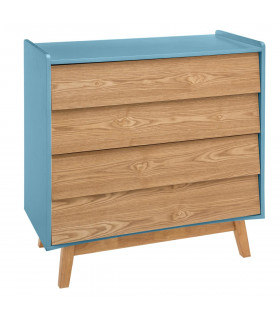 Commode de rangement bleue 4 tiroirs Elva H 85 cm Cosy'ness
