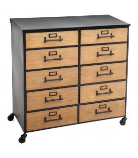 Commode double 10 tiroirs Baris H 86.7 cm 