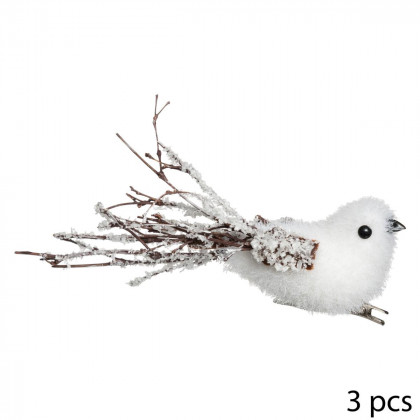 Set de 3 Pinces Oiseau sur branche 16 cm  A l'orée des bois
