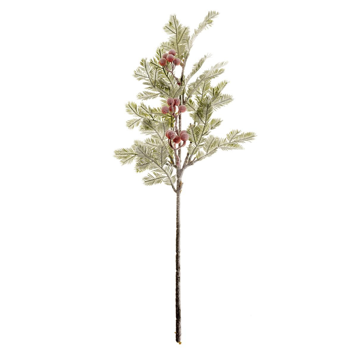 Branche décorative verte avec baies floquées H 75 cm collection Un