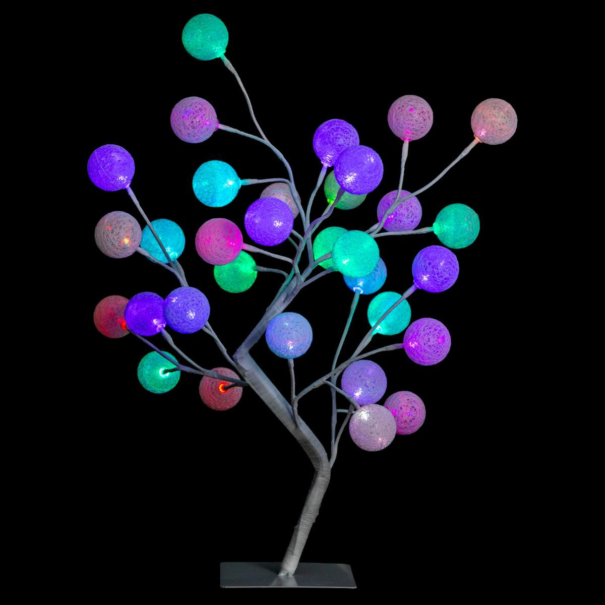 Arbre Boules de Coton multicolores pour intérieur 32 LED H 45 cm - Sapins  fibre optique et arbres lumineux - Décomania