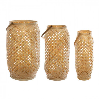 Lot de 3 Lanternes en Bambou Cross coloris Naturel