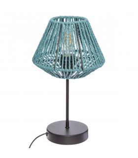 Lampe à poser Corde coloris Bleu Jily H 34 cm Jungle pop