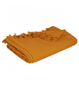 Jeté de Lit 100% Coton Ocre  220 x 160 cm Jungle pop
