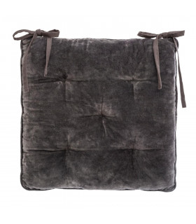 Galette de Chaise en Velours Coton Gris foncé 38 x 38 cm