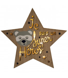 Déco lumineuse Etoile en Bois avec LED H 27.5 cm Douceur lunaire