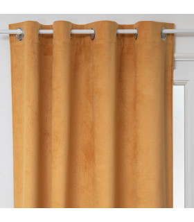 Rideau Occultant en velours Ocre motif en relief modèle Otto 140 x 260 cm