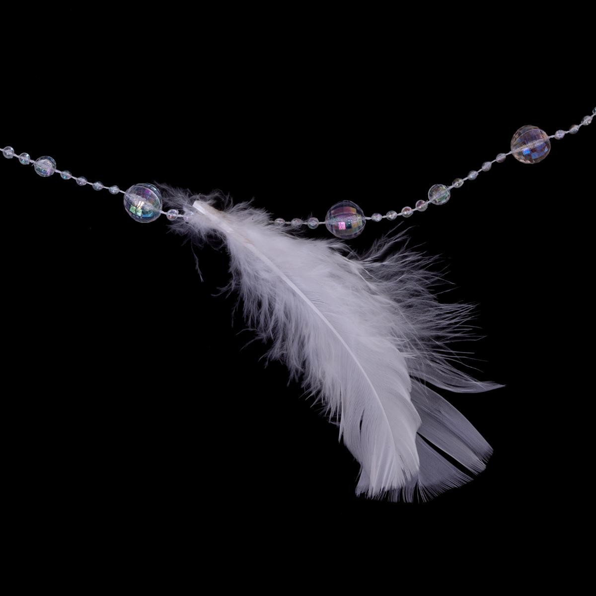 Guirlande de Noël Plumes avec perles 170 cm Sarah B. - Guirlandes de noël  et cheveux d'ange pour sapin - Décomania