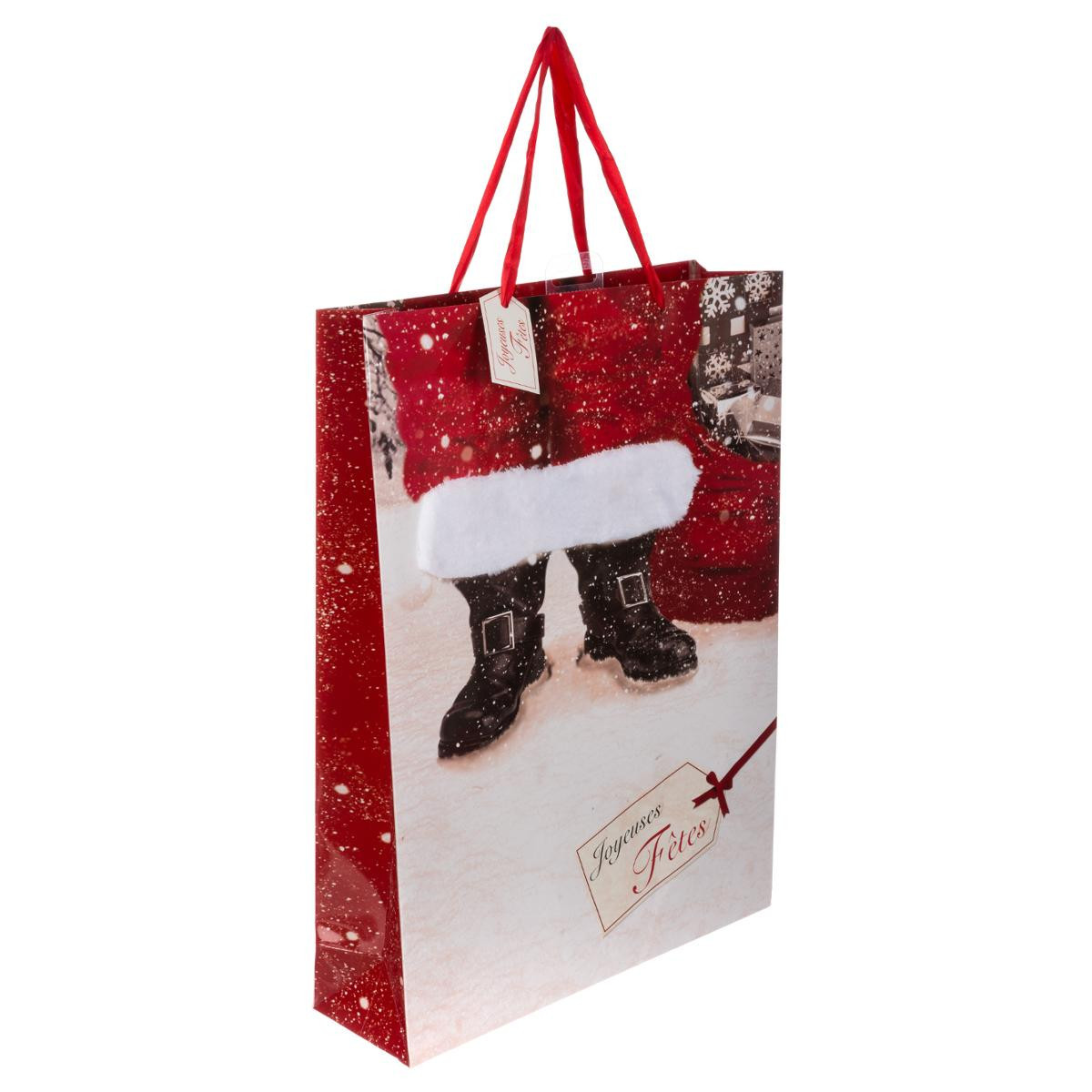 Sac Cadeau de Noël Grand Modèle Père Noël avec Fourrure Les incontournables  - Boites, sacs cadeaux, papiers cadeaux - Décomania