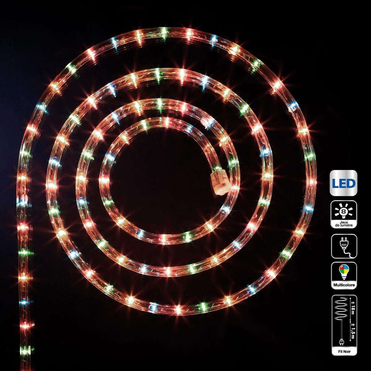 Guirlande lumineuse 18 m Tube LED Multicolore et 8 jeux de lumière