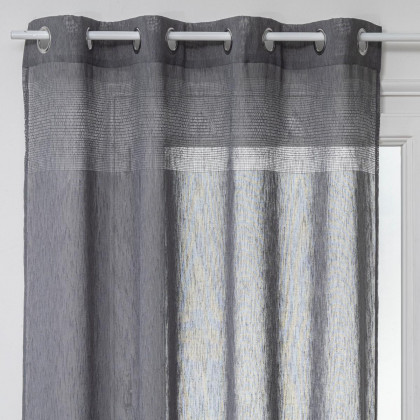 Voilage gris aspect lin avec motifs ajourés 140 x 240 cm
