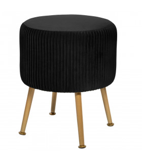 Tabouret en Velours Noir plissé Solaro H 41 cm
