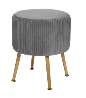 Tabouret en Velours Gris plissé Solaro H 41 cm