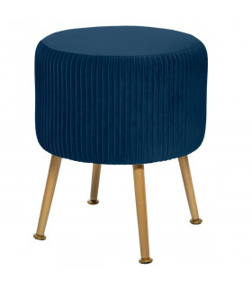 Tabouret en Velours Bleu plissé Solaro H 41 cm