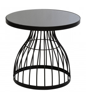 Table d' appoint noire Kushi en Verre D 55 cm